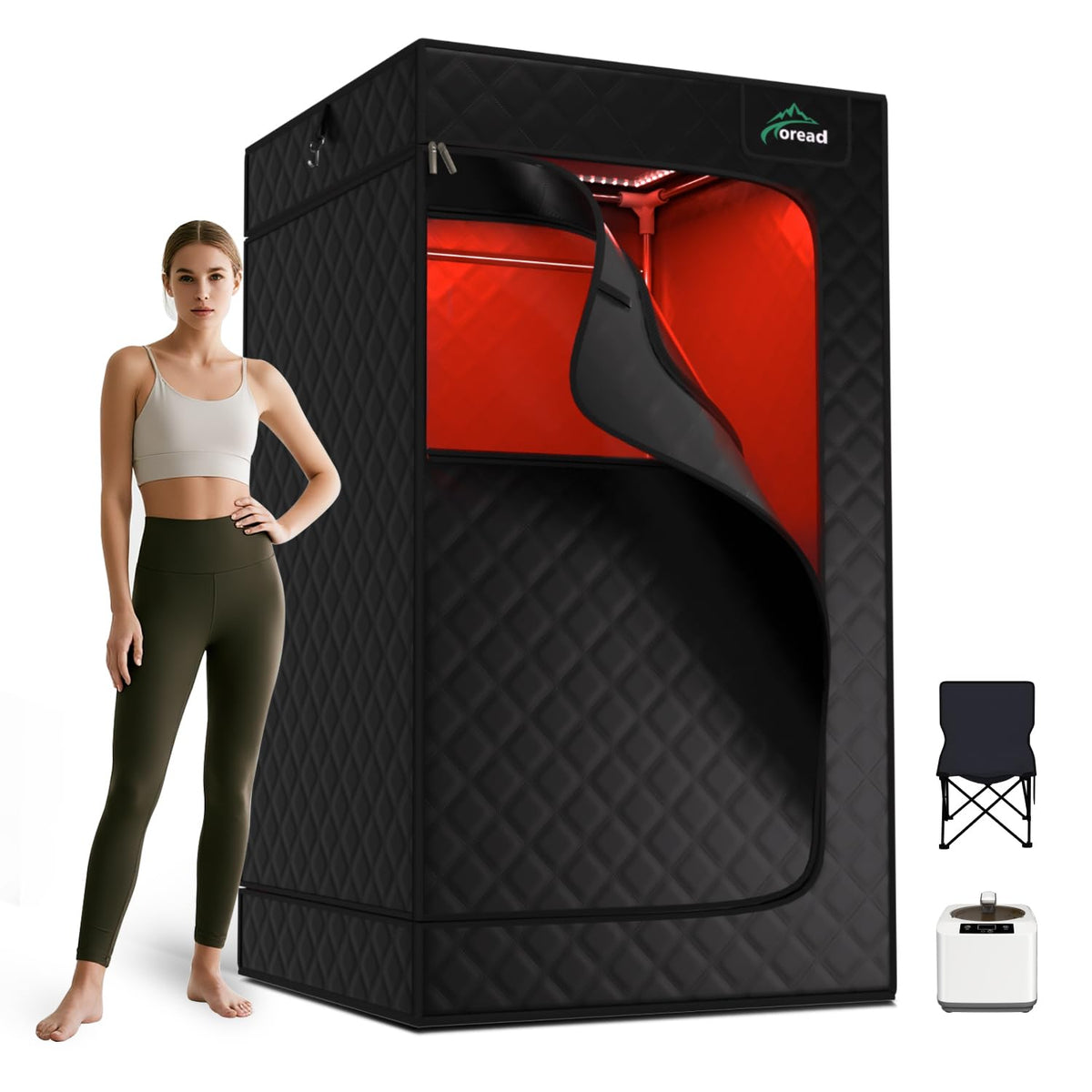TOREAD portable red light infrared sauna frame for easy setup and storage