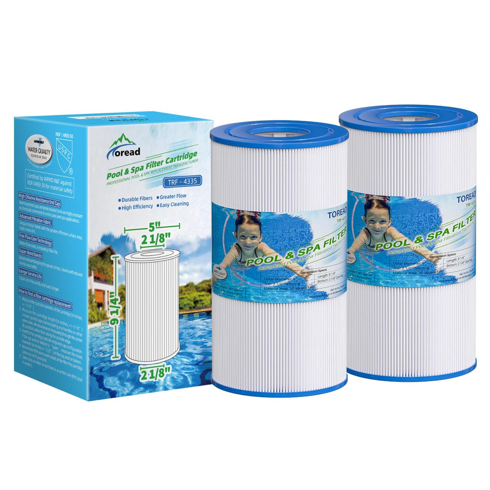 TOREAD PRB35-IN replacement spa filter with end caps for clear water.