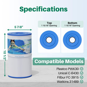 TOREAD TRF-6430 replacement filter side view with durable construction for long-lasting filtration