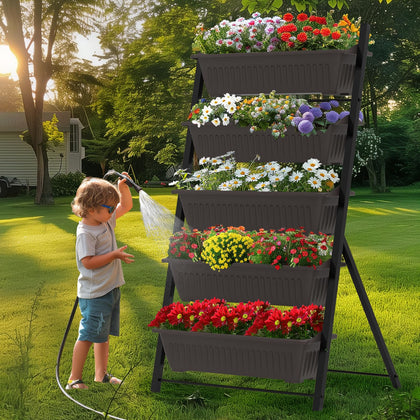 TOREVSIOR 5-Tier vertical garden bed exterior for space-saving outdoor greenery.