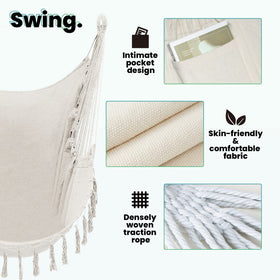 TOREVSIOR Hammock Chair with Stand suitable for indoor and outdoor spaces.