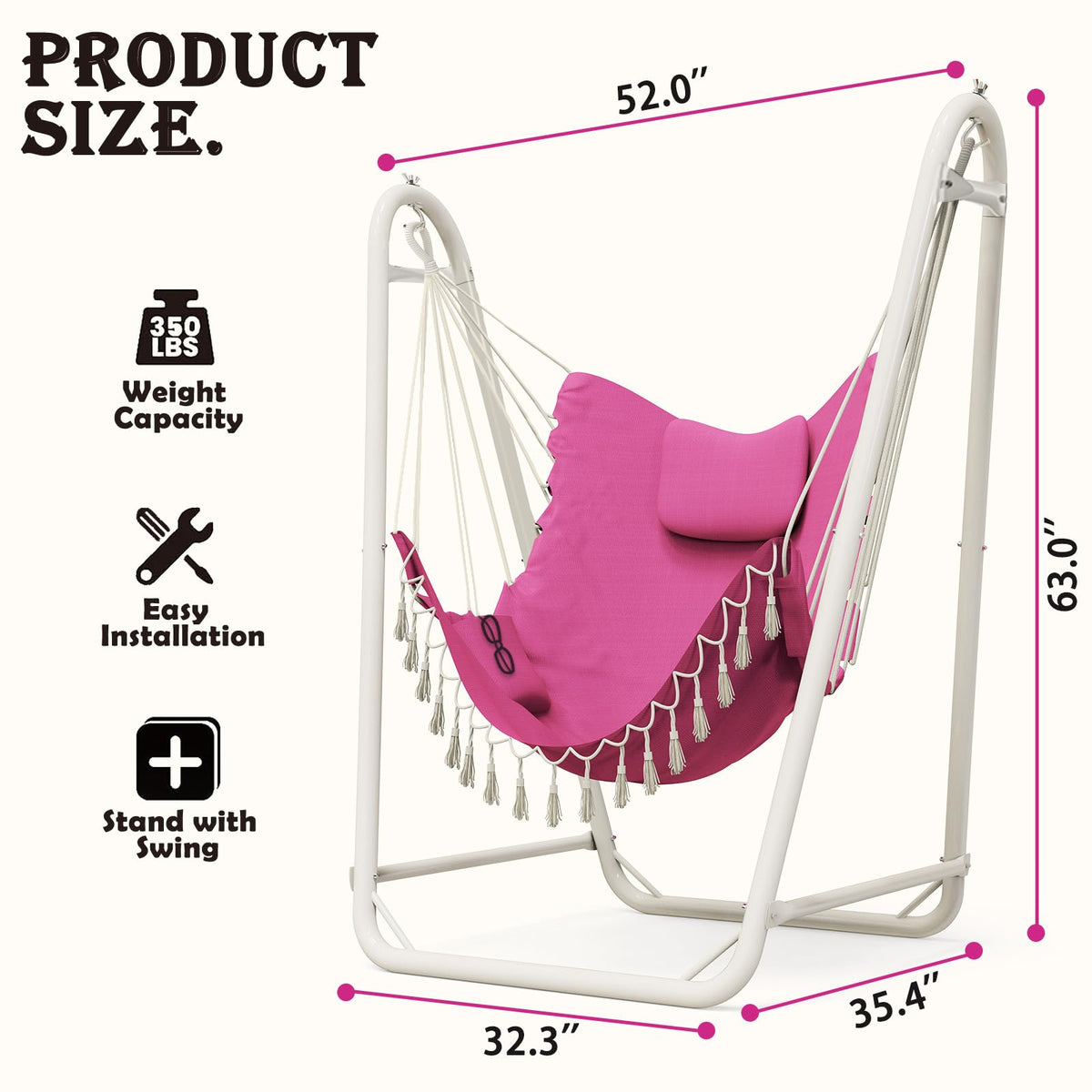 TOREVSIOR side pocket on hammock chair stand, convenient storage for phone or book