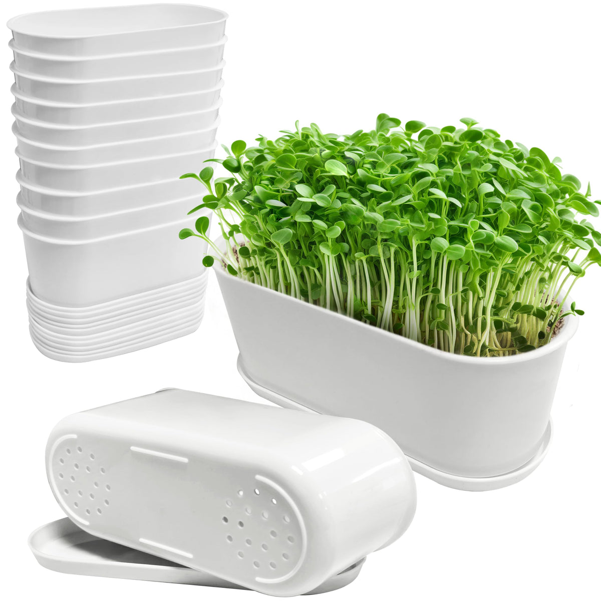 Torfican window box planter drainage holes for balanced watering.