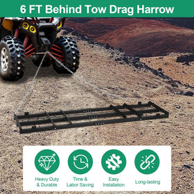 Toriexon 6 ft working width covers wide paths efficiently on rough terrain.
