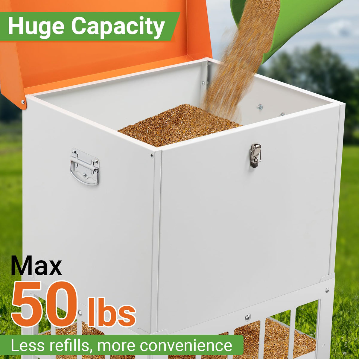 Toriexon feeder with 18 ports accommodates multiple birds eating at once.