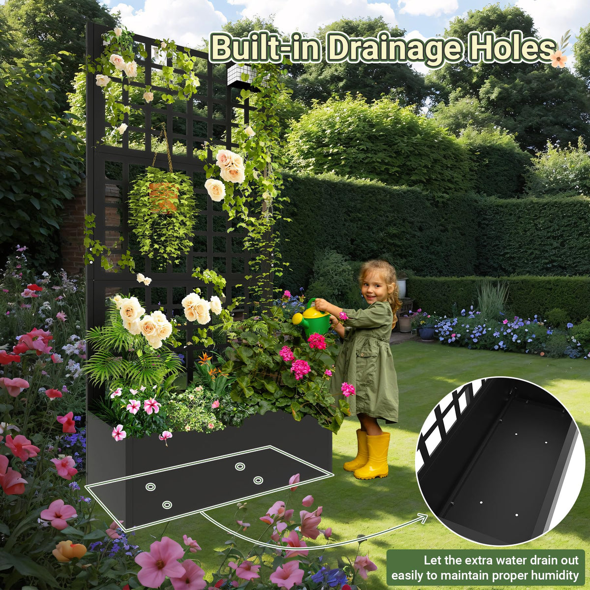 Toriexon trellis planter enables vertical growth for climbers and vining plants.