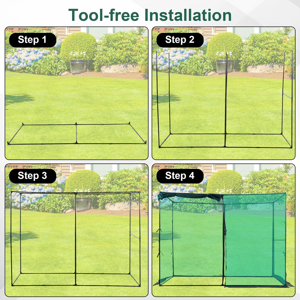 Toriexon crop cage zipper doors on both sides for convenient care
