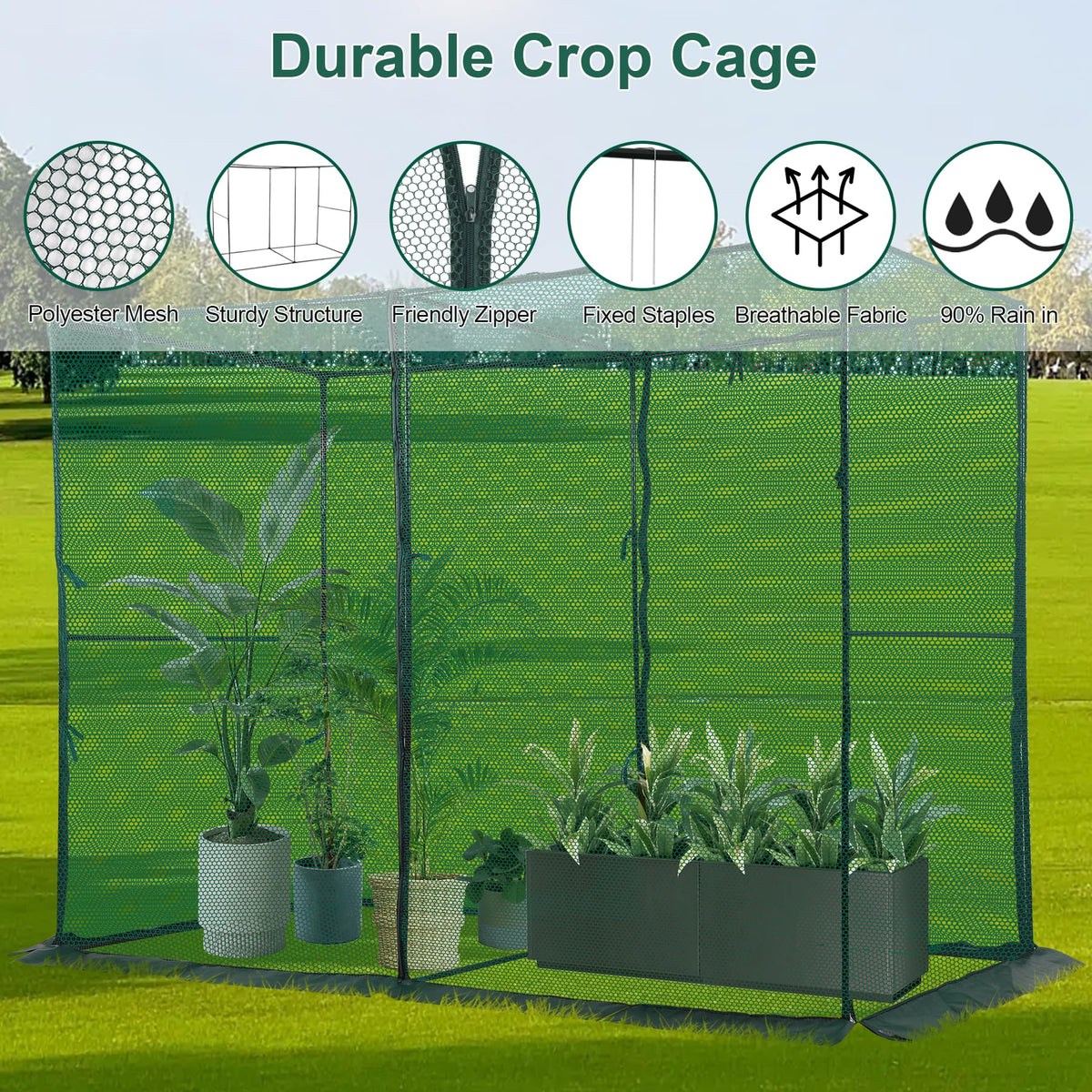 Toriexon Crop Cage assembly steps show quick setup for busy gardeners.