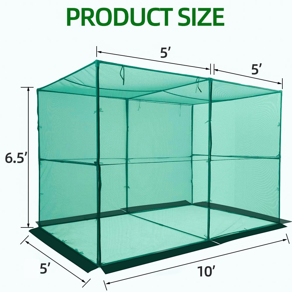 Bottom cloth extension on the Toriexon cage can be buried to deter pests