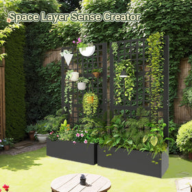 Toriexon durable metal planter features weather resistant finish for year round use.