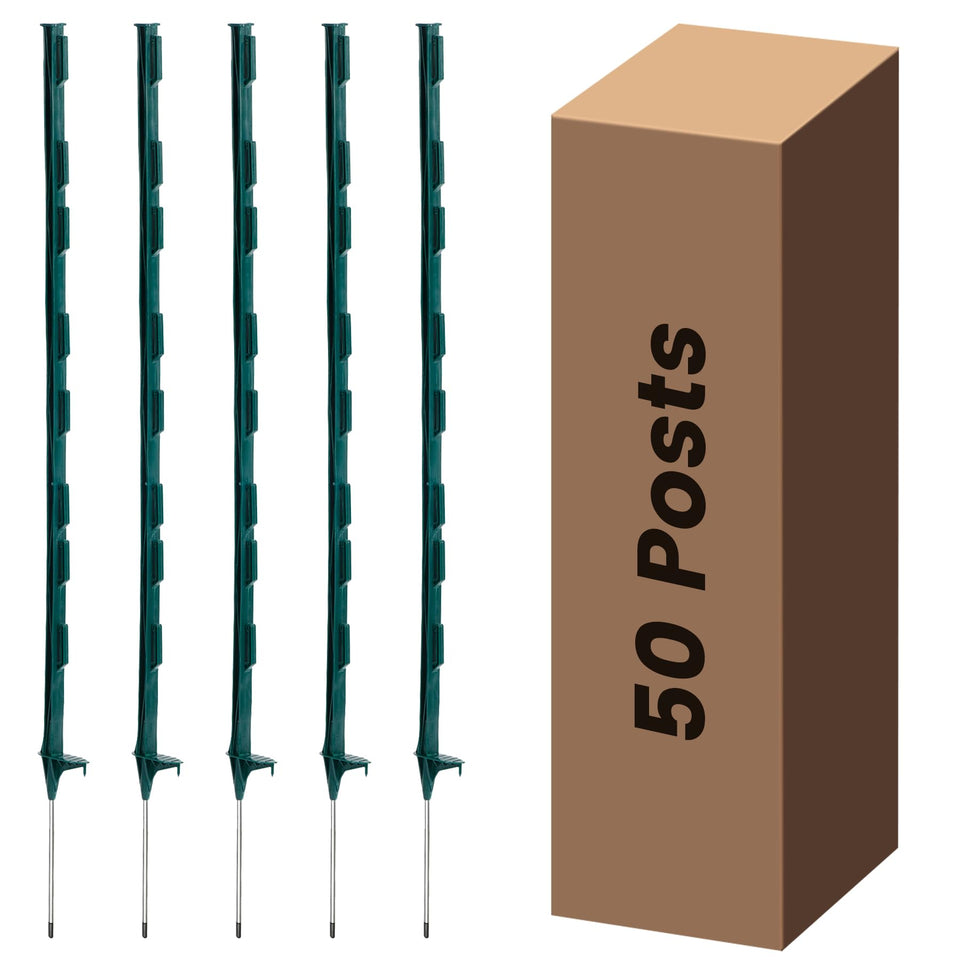 Toriexon electric fence post 48-inch step-in in use for quick boundary setup