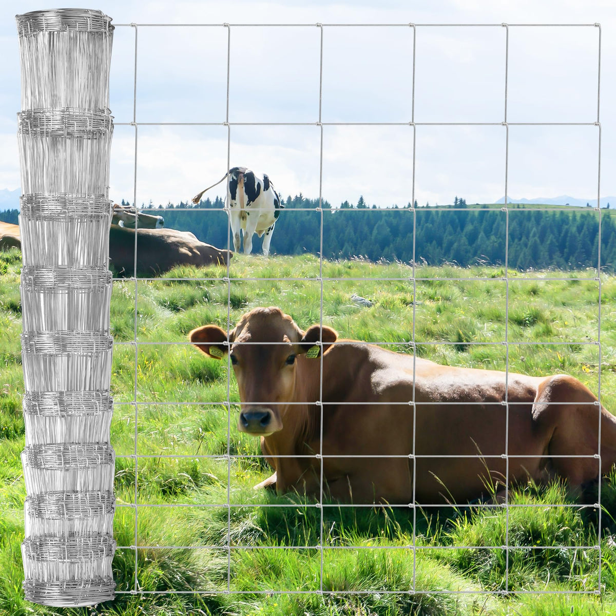 Toriexon farm fence in use, 4.5ft by 164ft, ideal for livestock containment.