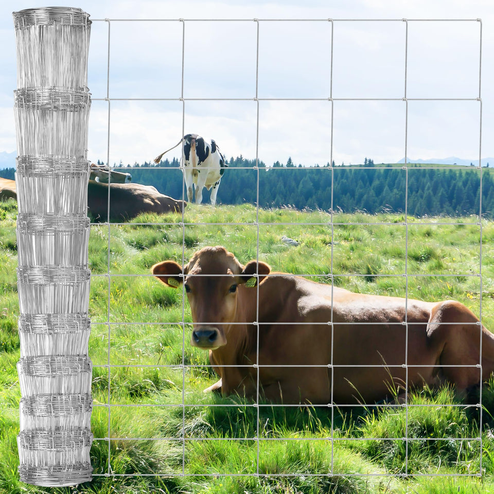 Toriexon farm fence in use, 4.5ft by 164ft, ideal for livestock containment.