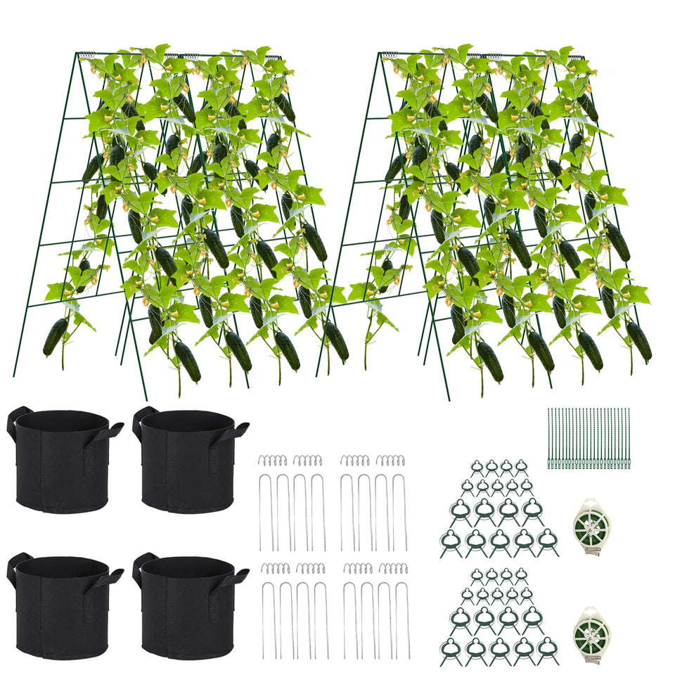Toriexon Foldable Cucumber Trellis 46in A-Frame supports vines for easy trellising.