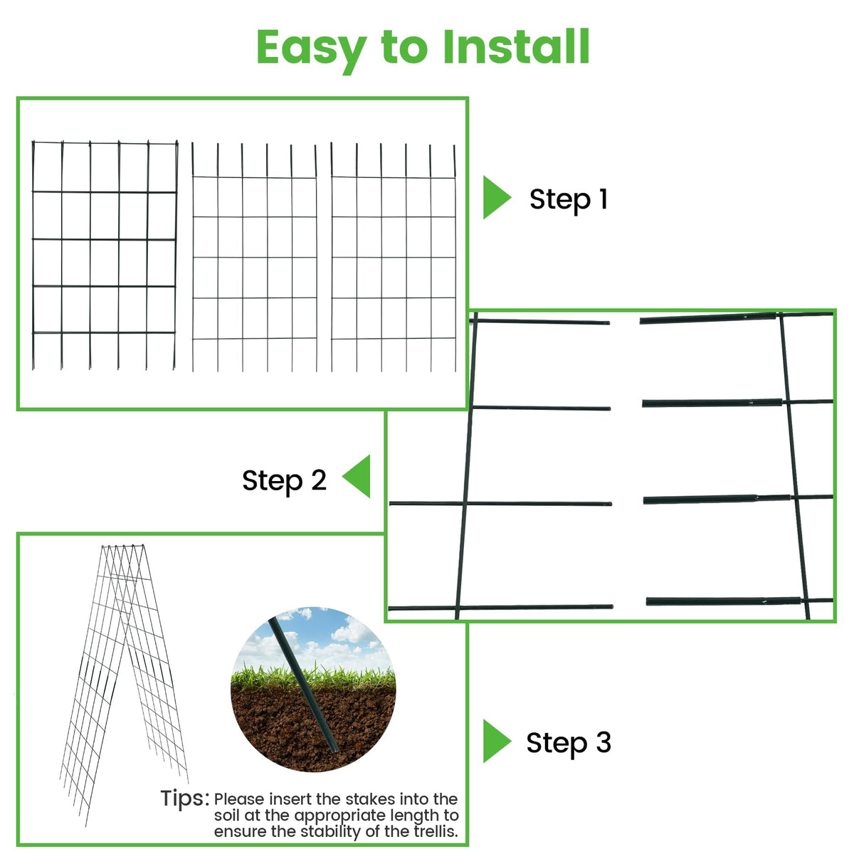 Toriexon foldable cucumber trellis with twist ties aids tidy vine training
