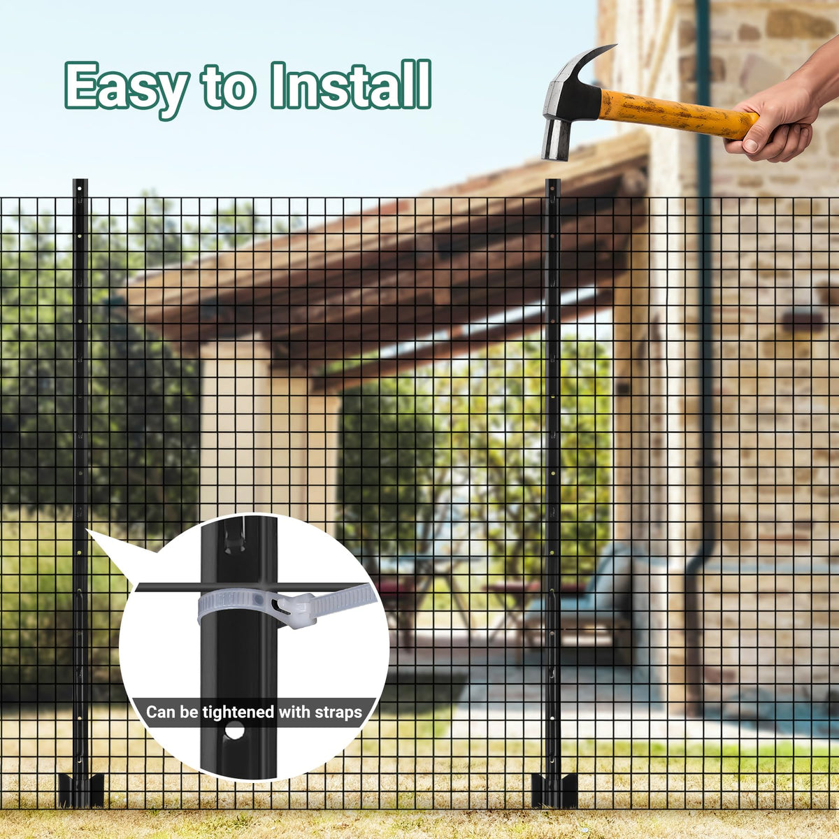 Toriexon posts used for garden fencing and animal protection