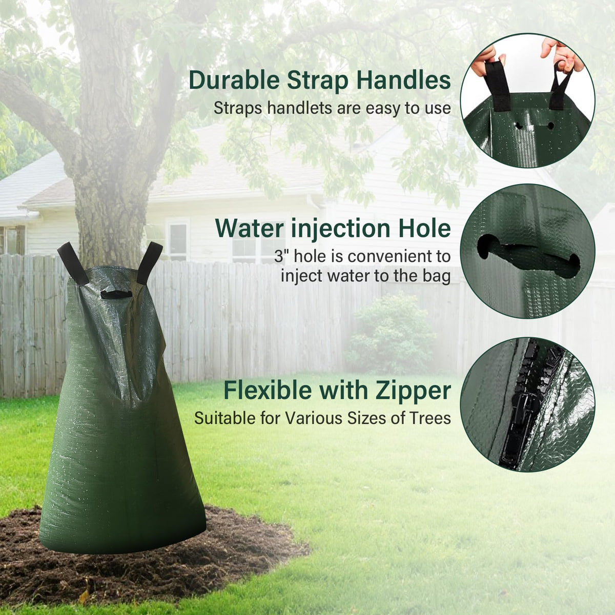 Bag designed to fit 2 to 8-inch trunk diameters for versatility.