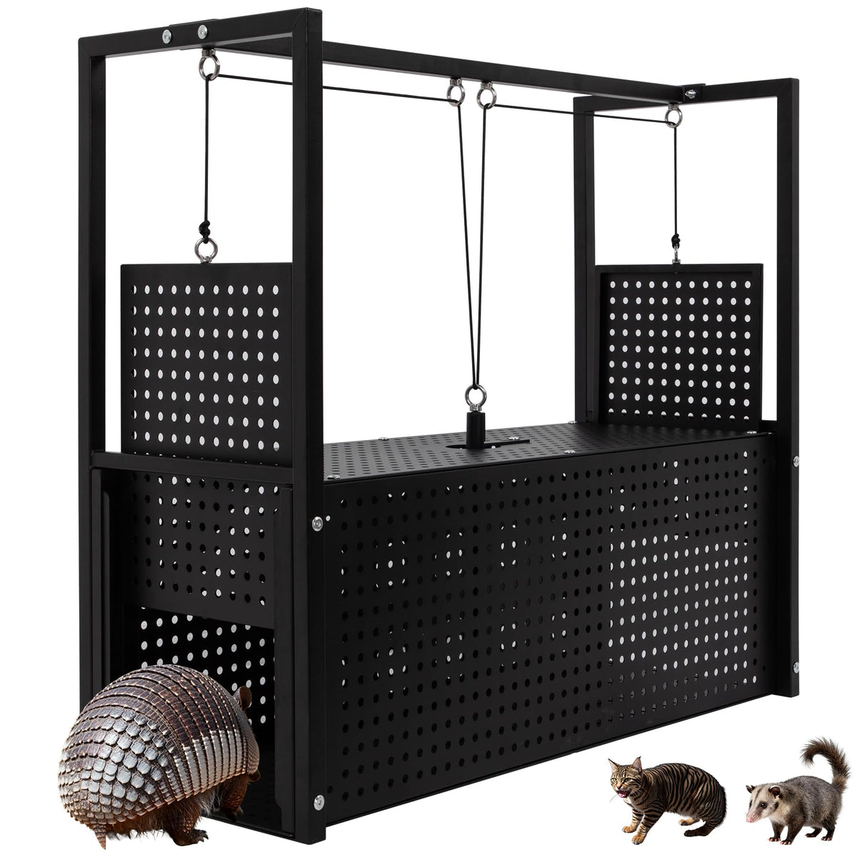 Toriexon live animal trap front view shows sturdy steel construction for humane capture
