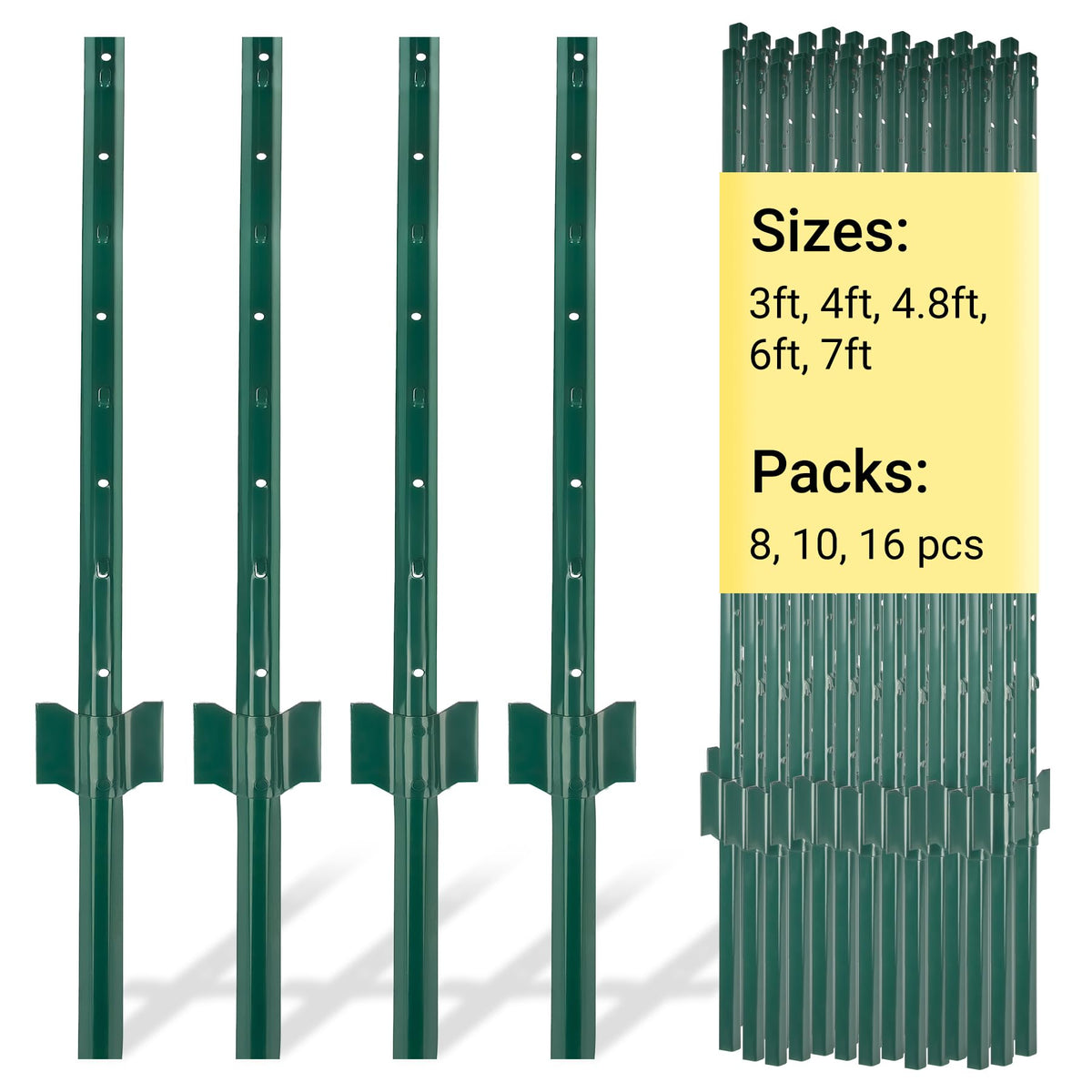 Toriexon metal fence post green 4ft with no-dig design for easy installations