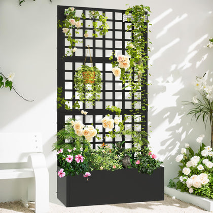 Toriexon metal planter with trellis offers sturdy outdoor support for climbing plants.