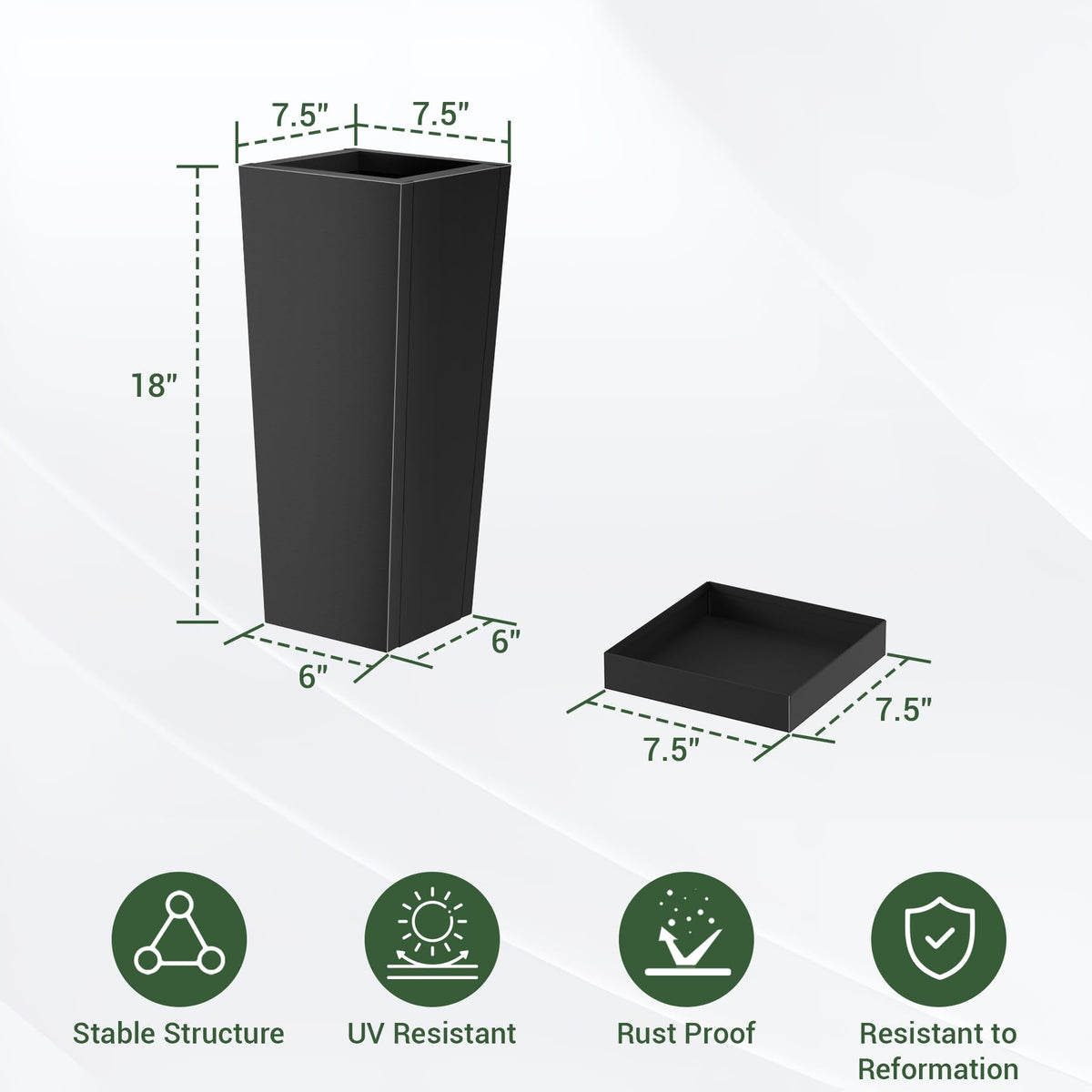 Toriexon tall planter with insert shelf demonstrates height customization for plants