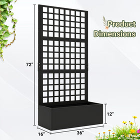 Toriexon outdoor planter box includes a privacy screen for enhanced yard seating.