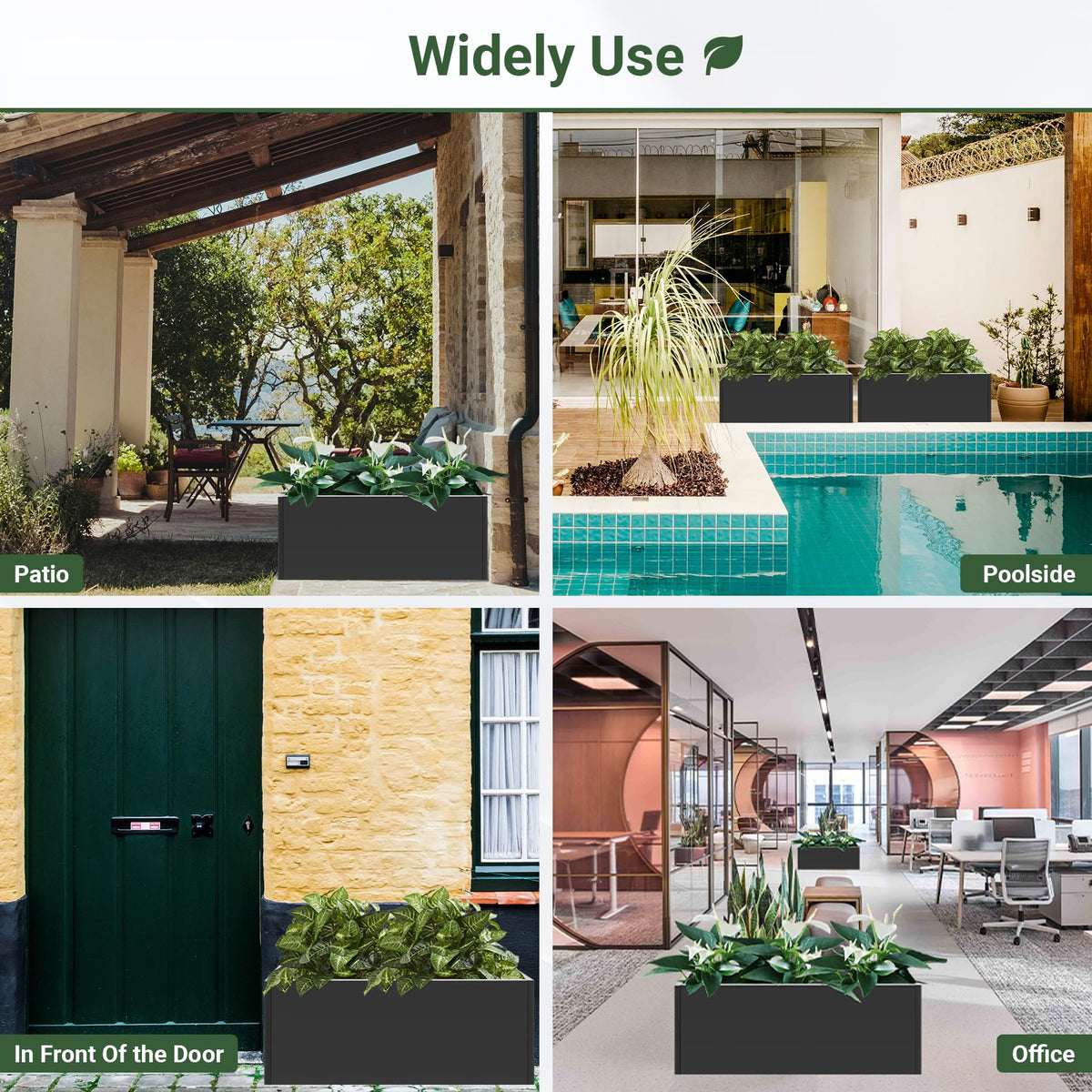 Toriexon planter box creates a privacy screen with tall plants.