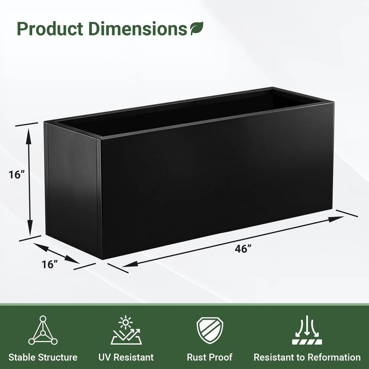 Toriexon planter box with removable shelves mid-height for adjustable planting.