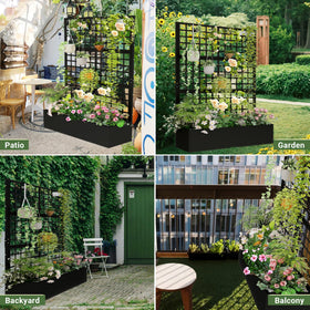 Toriexon trellis creates privacy while supporting climbers.