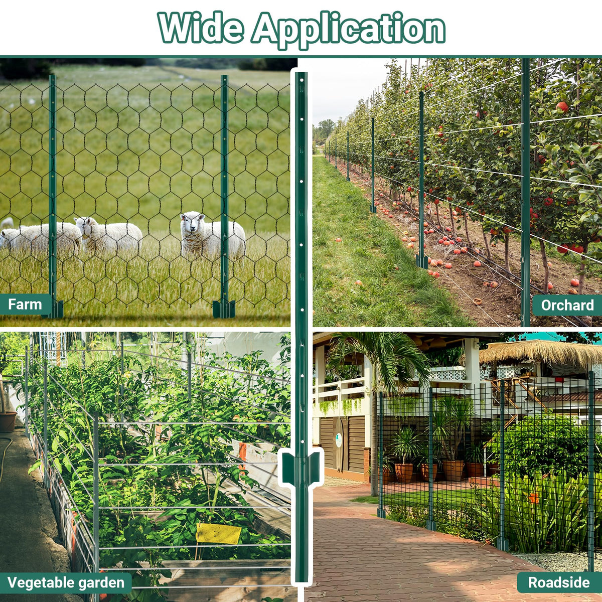 Toriexon powder-coated fence post resists weather for long-lasting use