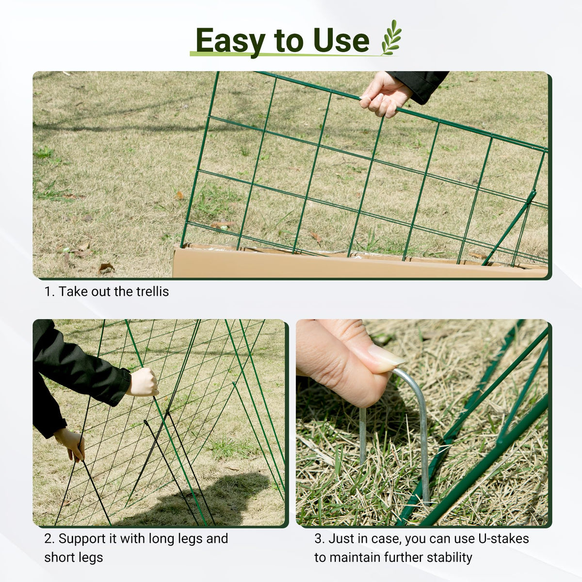 Toriexon powder-coated steel durability promises long-lasting garden support.