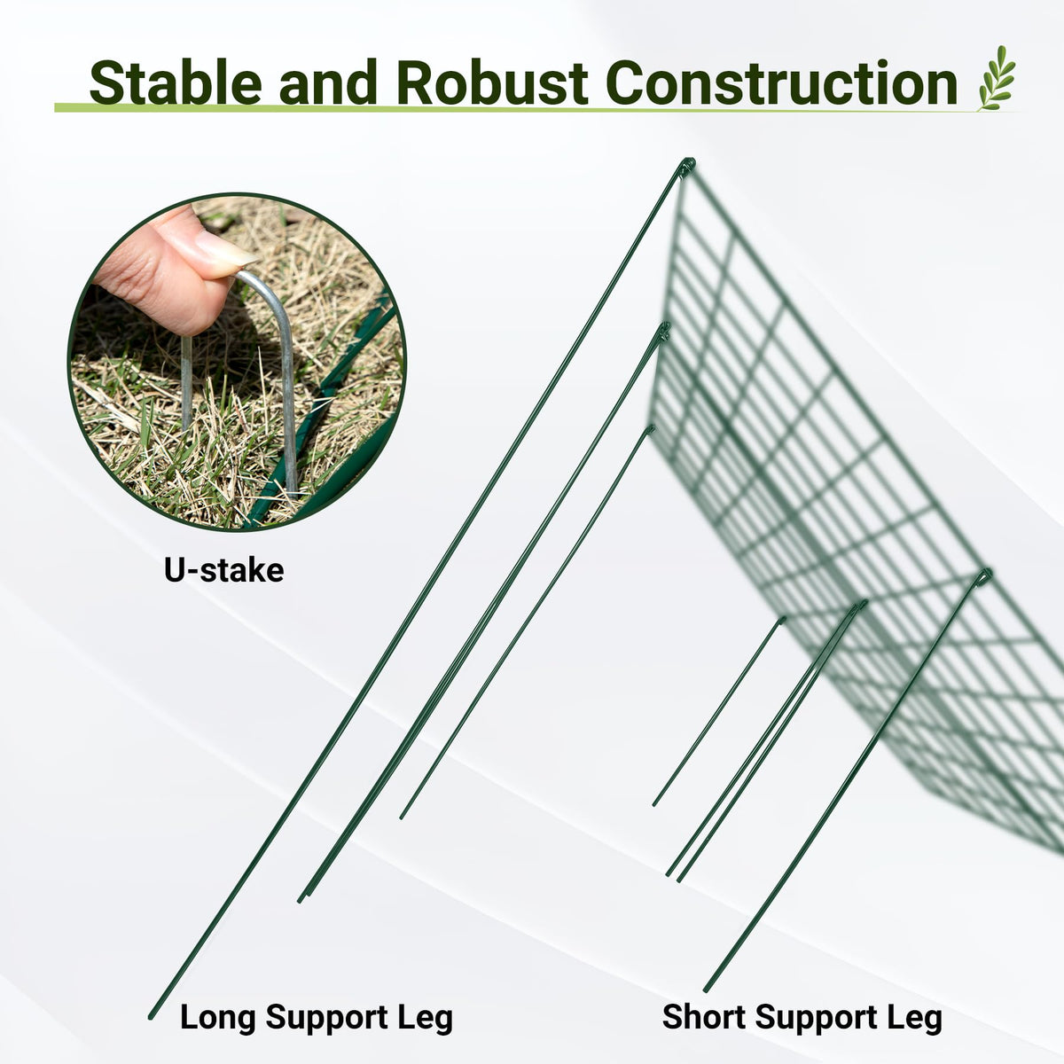 Toriexon U-stake attachment for stable trellis anchoring.
