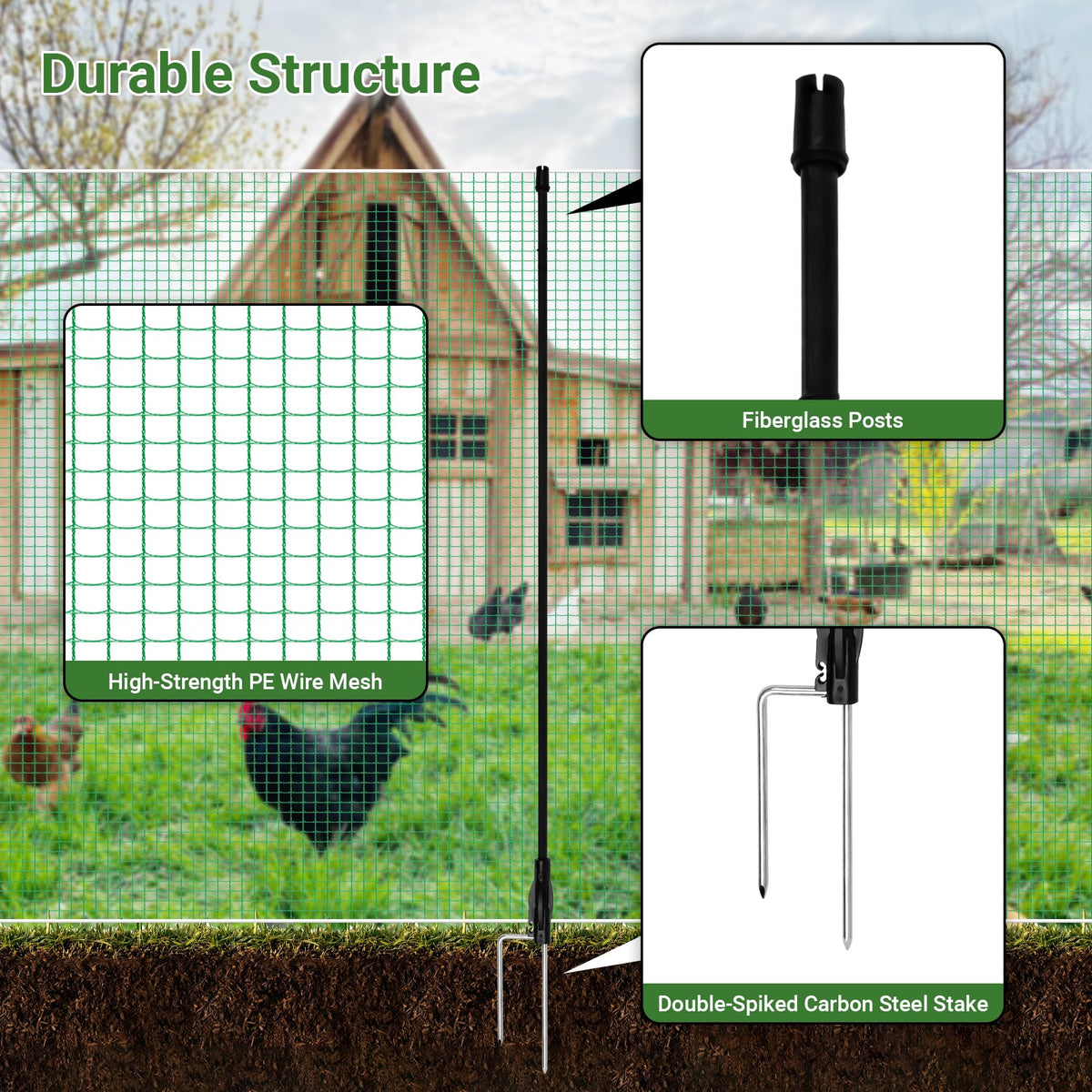 Toriexon temporary fence fiberglass posts ensure stable sag-free enclosures