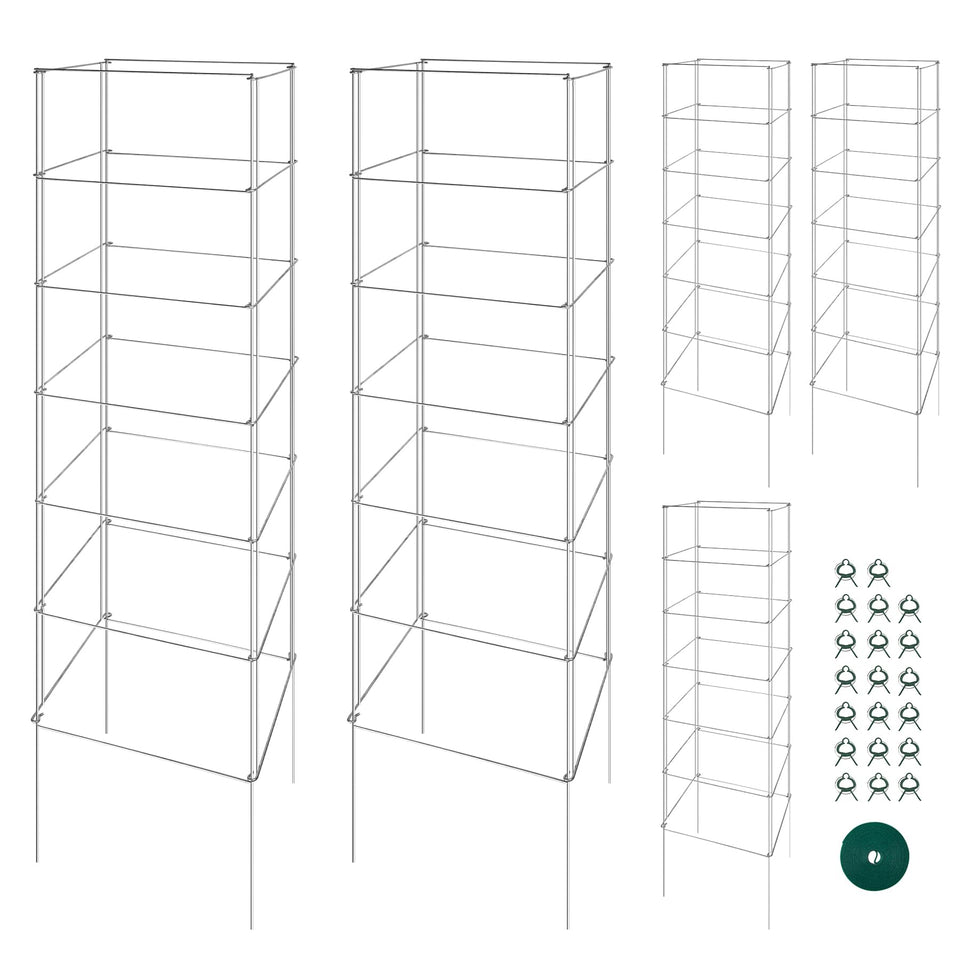 Toriexon tomato cage full-assembly provides strong support for tall plants.