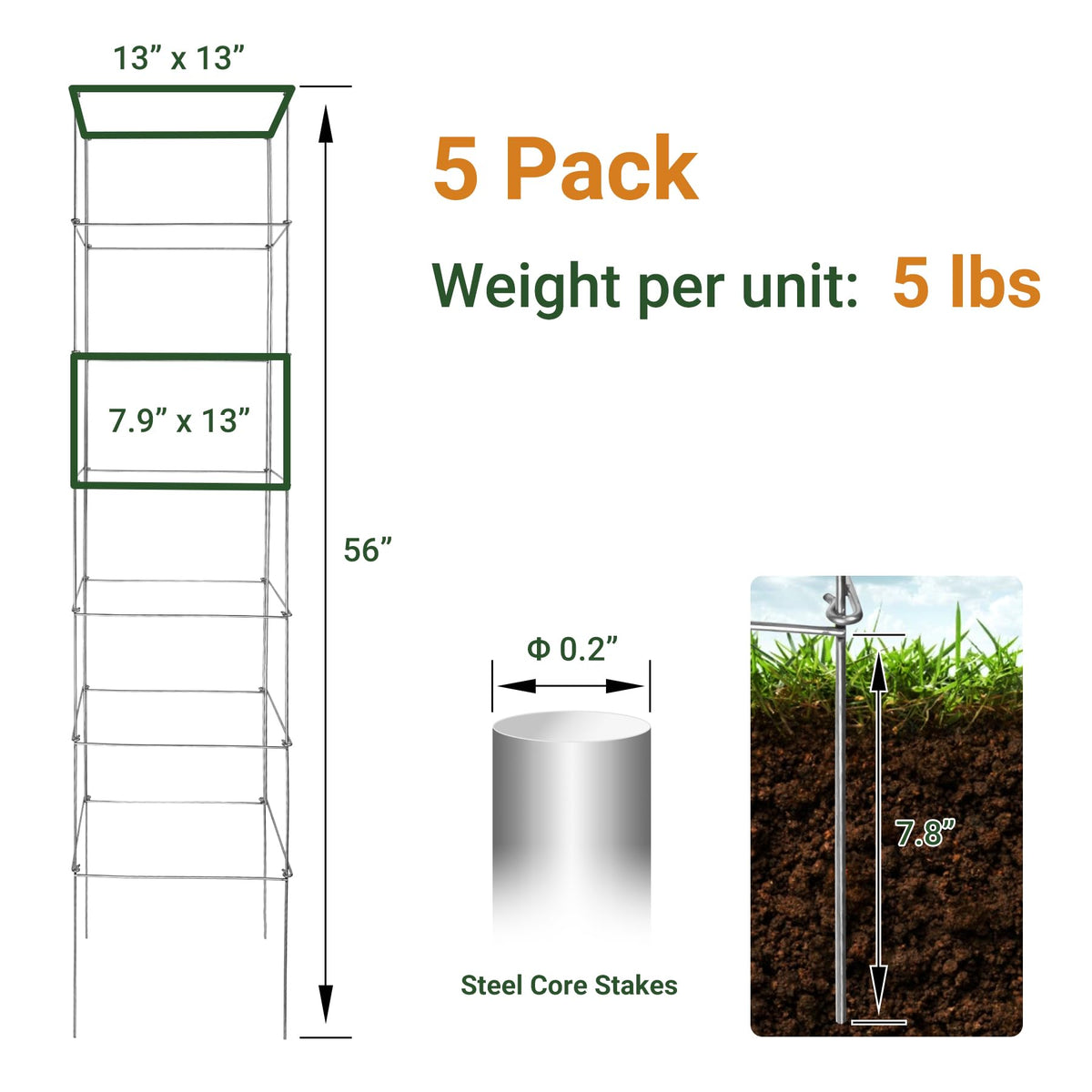 Toriexon tomato cage steel-wire-closeup shows durable, rust-resistant construction.