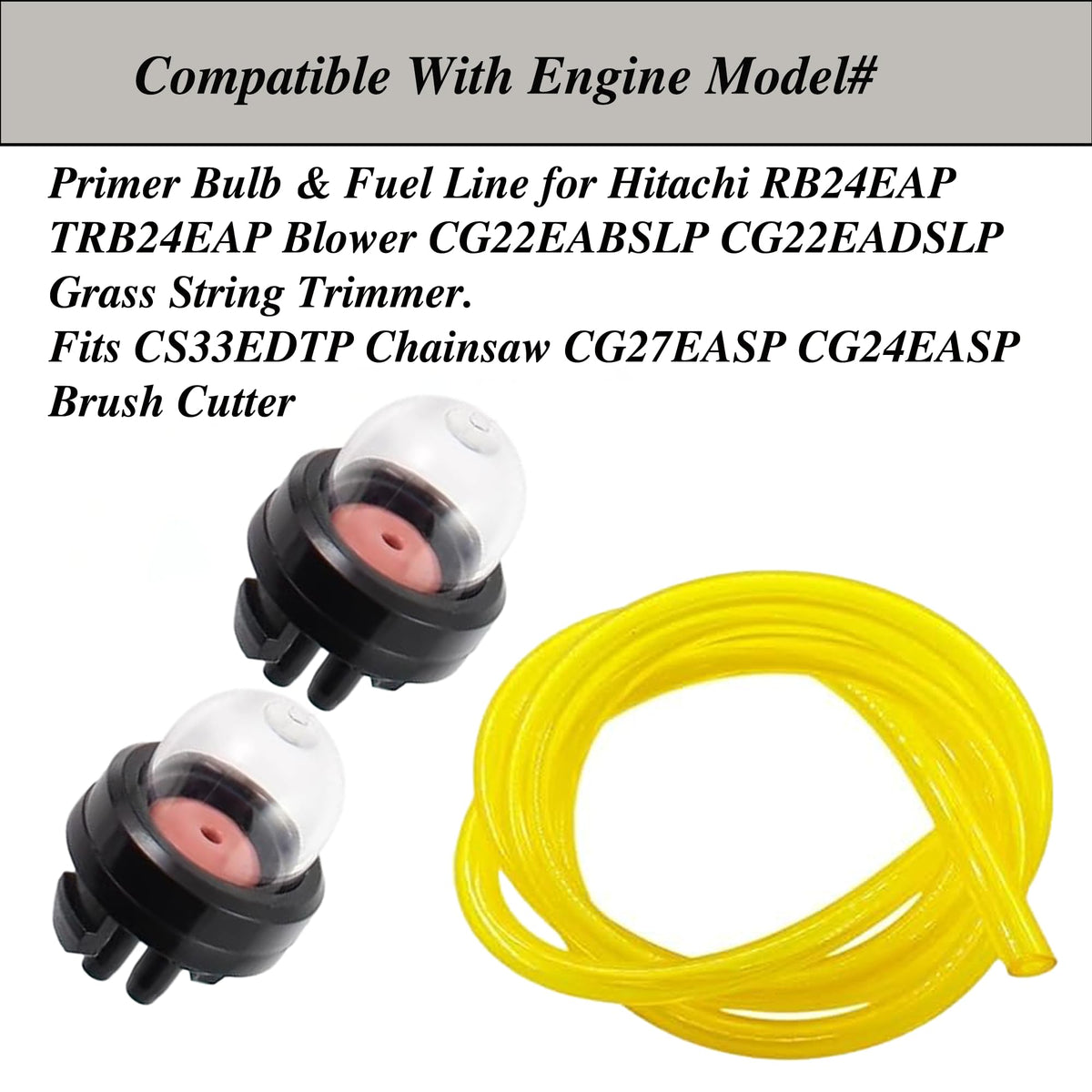 Tormudaca primer bulb and fuel line for Hitachi CG27EASP brush cutter, efficient fuel delivery.