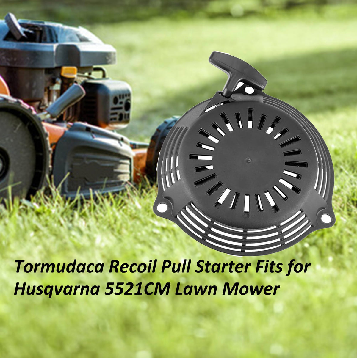 Closeup of the recoil starter assembly showing sturdy, durable components.