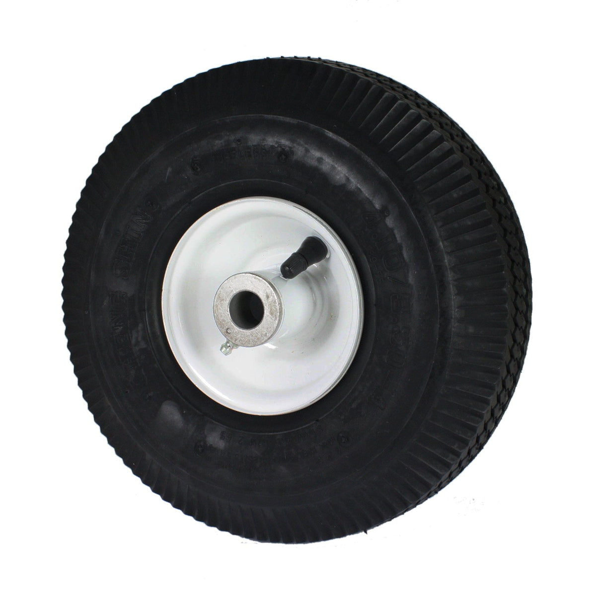 Toro 105-3471 front wheel and tire assembly with tubeless sawtooth tire for stable mowing