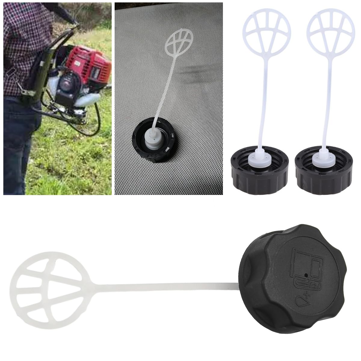 TorSor cap-fit view highlights 2-stroke engine compatibility and simple installation.