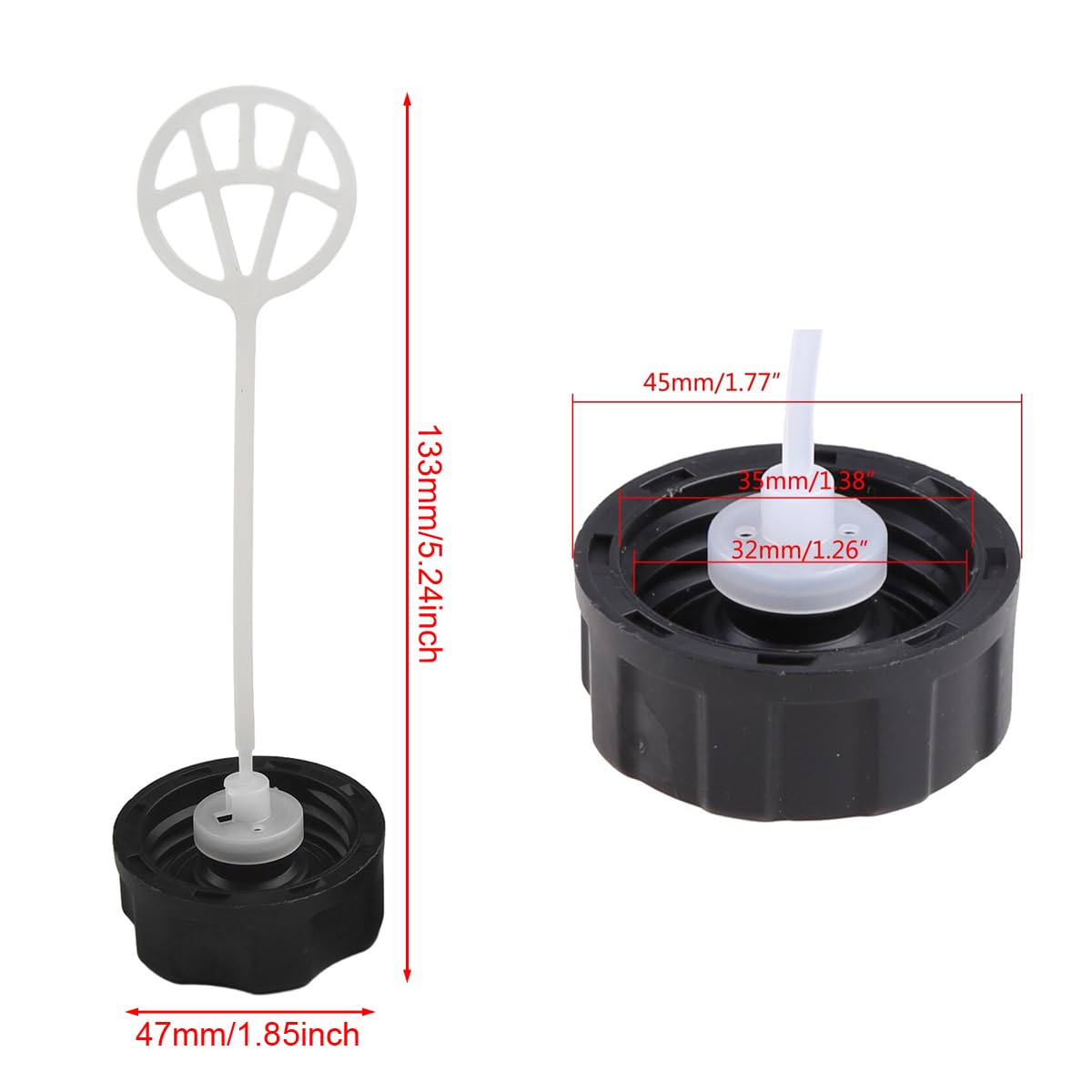 TorSor fuel cap closeup shows durable plastic construction for reliable sealing.