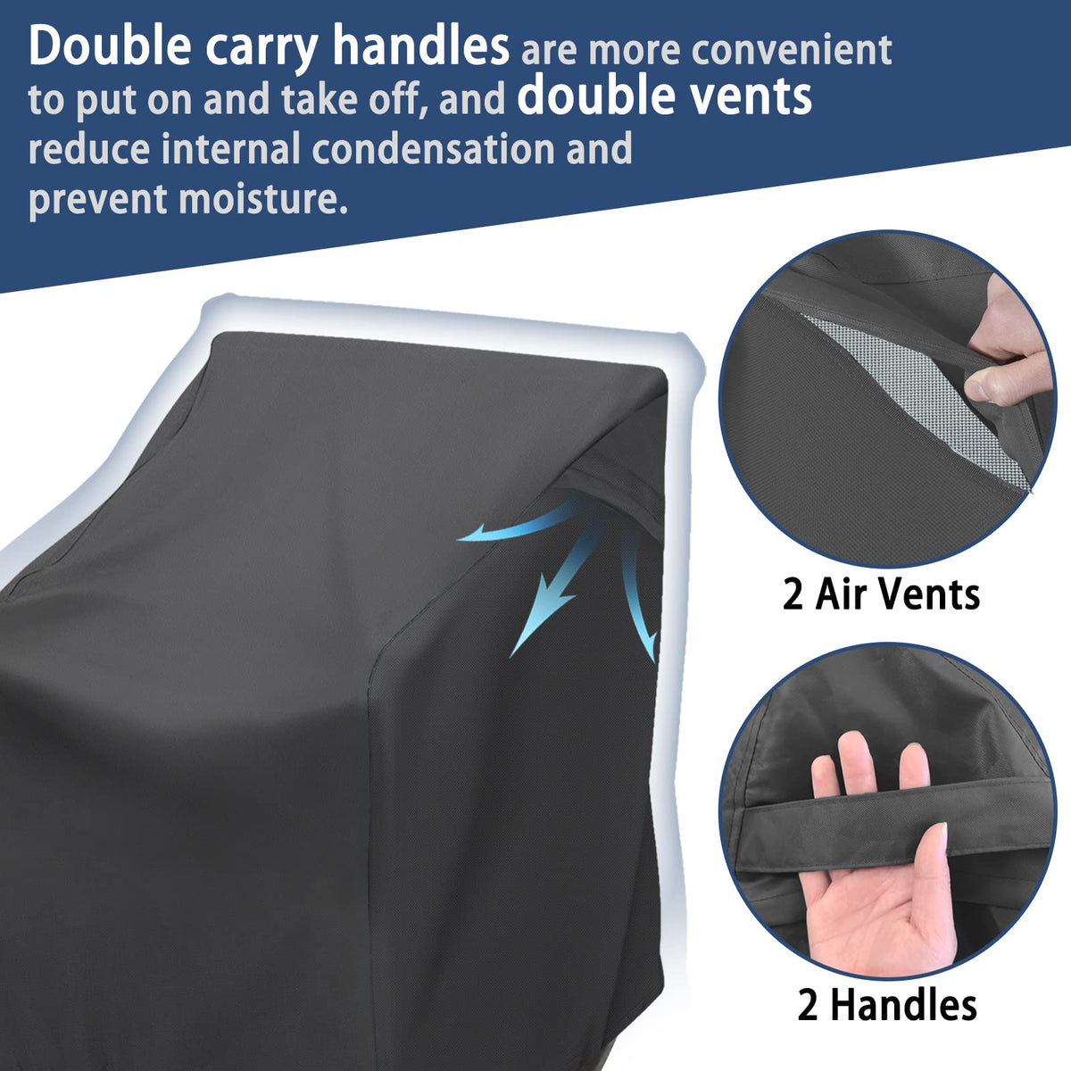 TORUTA chair cover with leg snaps and drawstrings for secure outdoor anchoring