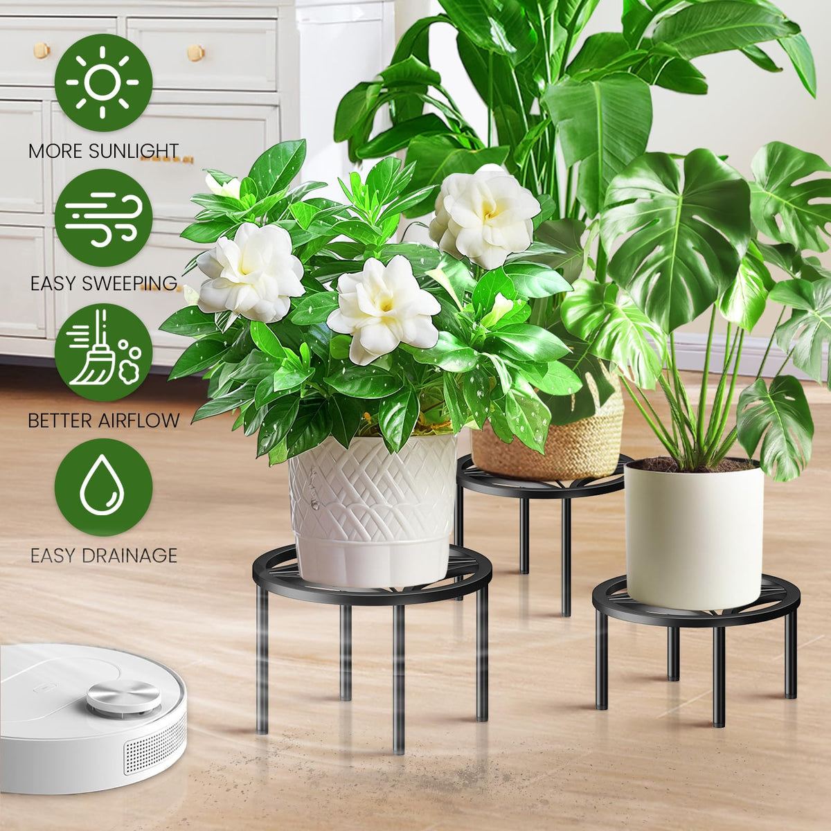 TOSKING non-slip feet keep pots steady and floors scratch-free.