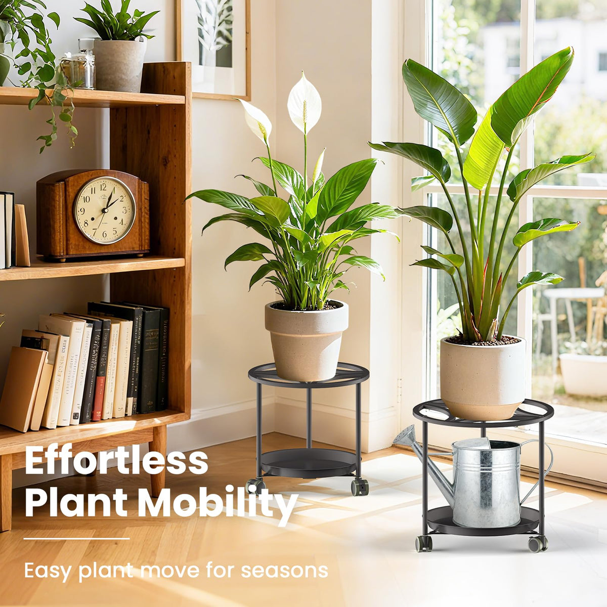TOSKING caddy with locking casters keeps placement secure.