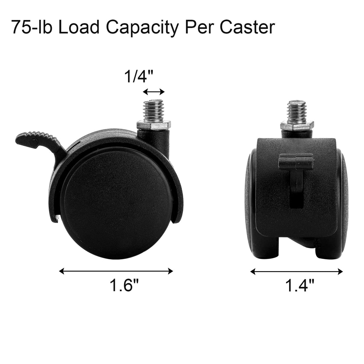 Tosnail 360° swivel caster wheel with brake enables smooth plant stand repositioning.