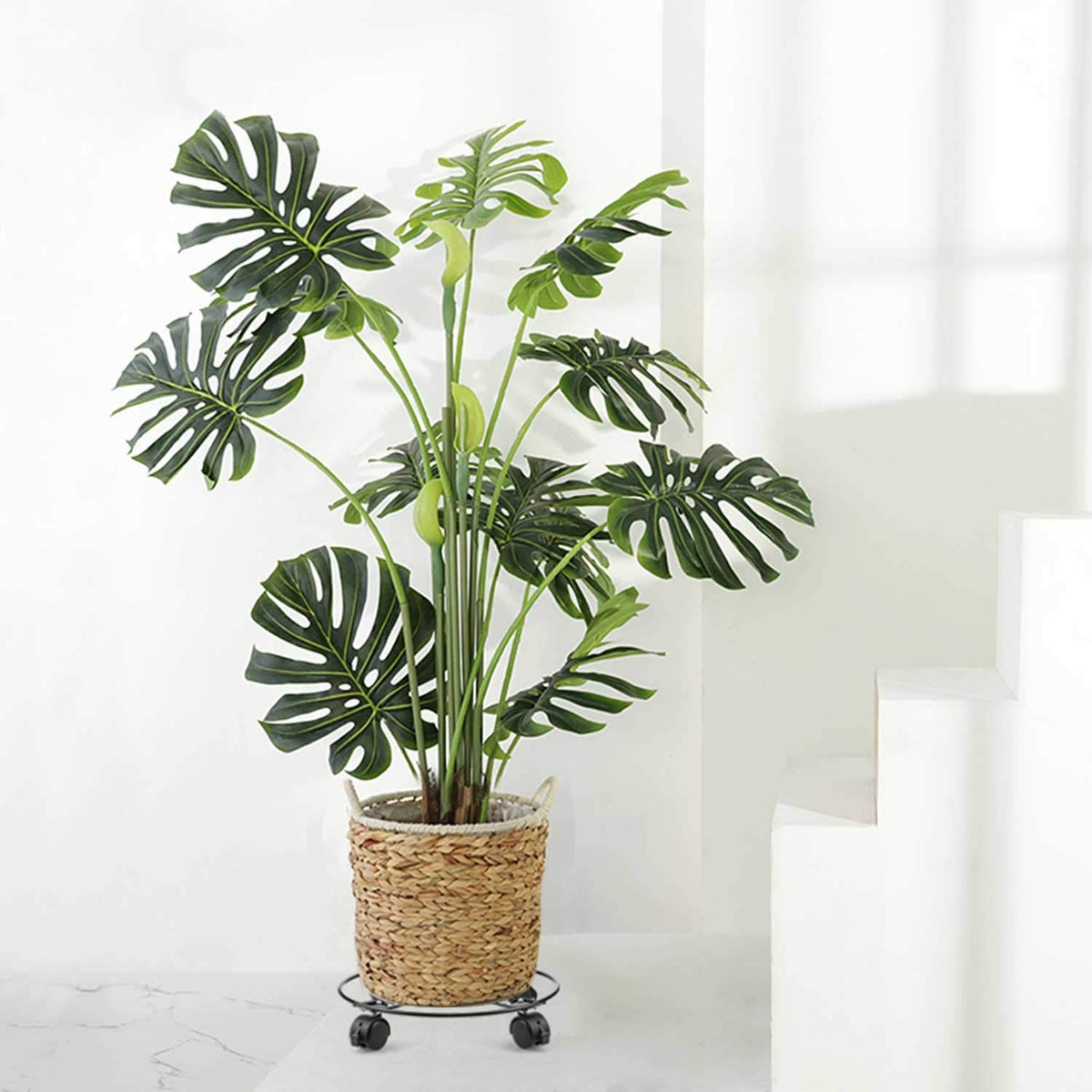 Tosnail heavy-duty wheels for pots and stands, black finish blends with decor.