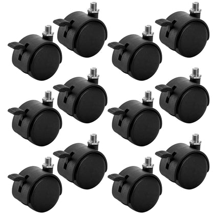 Tosnail plastic caster wheel with brake in black for plant caddies, easy to move pots.