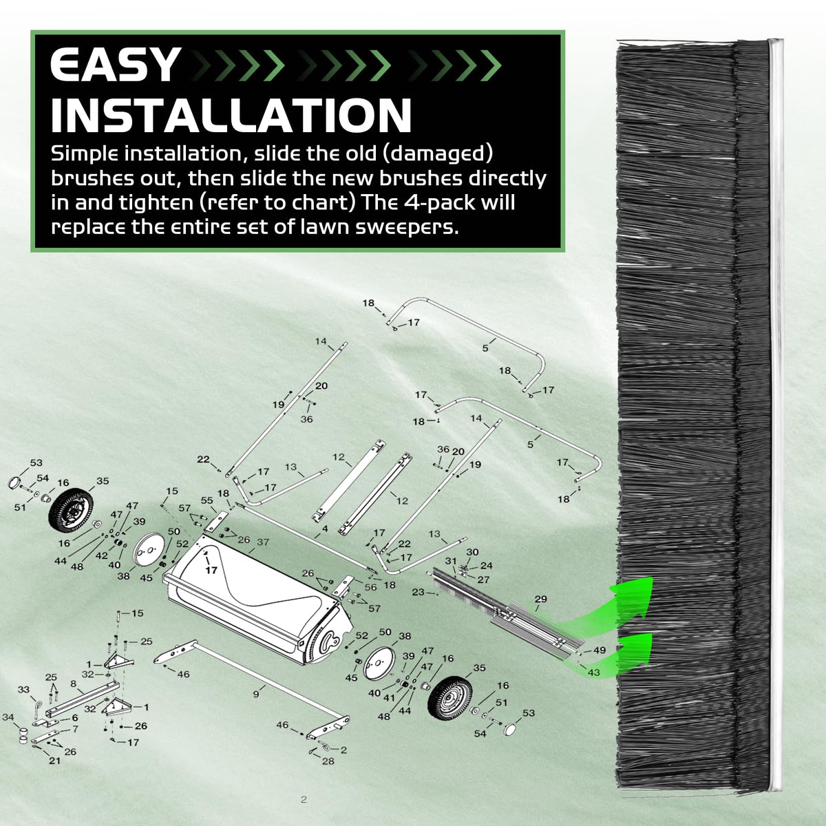 TOSRWGLL 46780 replacement brush for Agri-Fab 45-0492 extends sweeper life and performance.