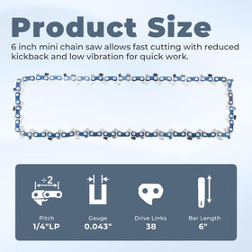 TOSRWGLL Ryobi P25013BTL 6in pruning chain for smooth pruning.