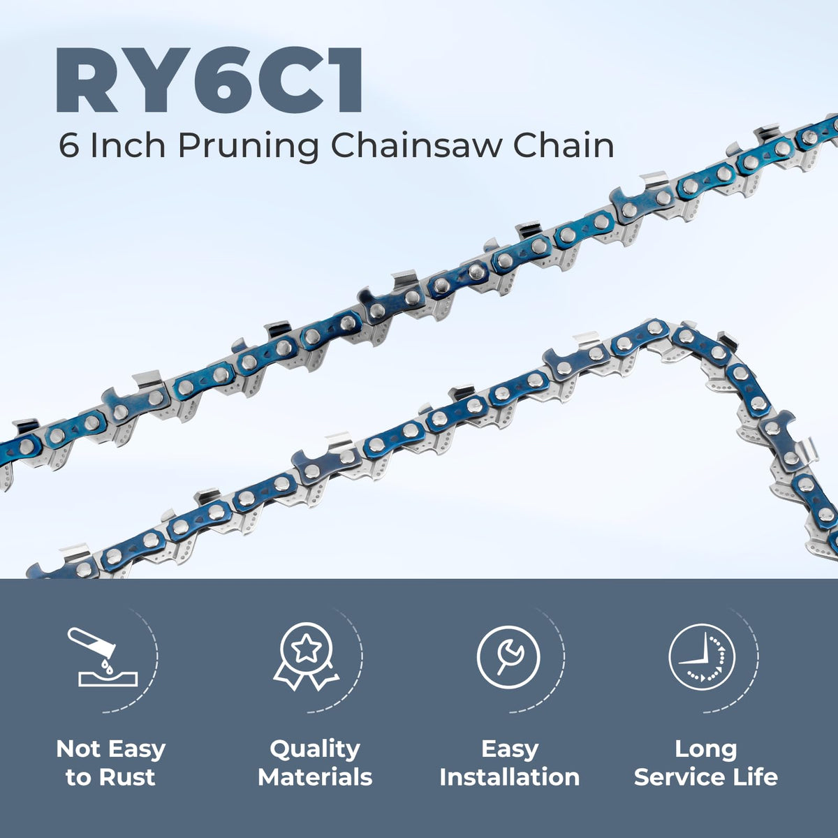 TOSRWGLL quarter-inch pitch 6in chain for easy installation.
