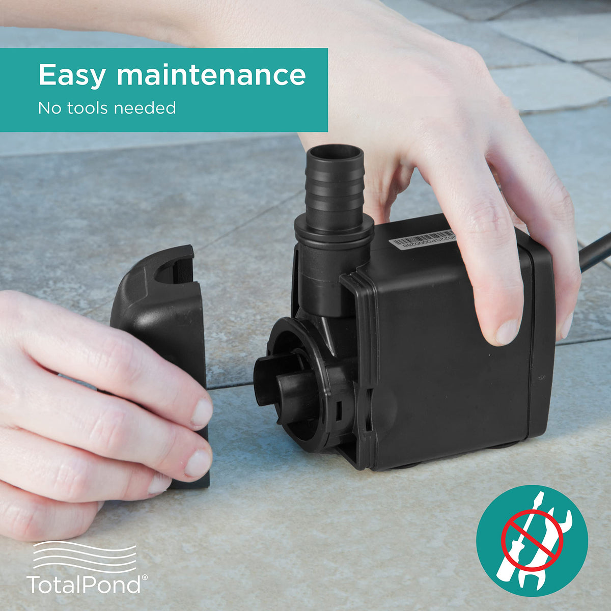 TotalPond 500 GPH pump operates quietly for serene outdoor spaces.